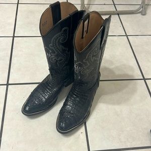 Alligator black men cowboy boots